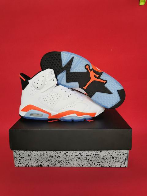 Air Jordan 6 Men's Basketball Shoes White Orange-017